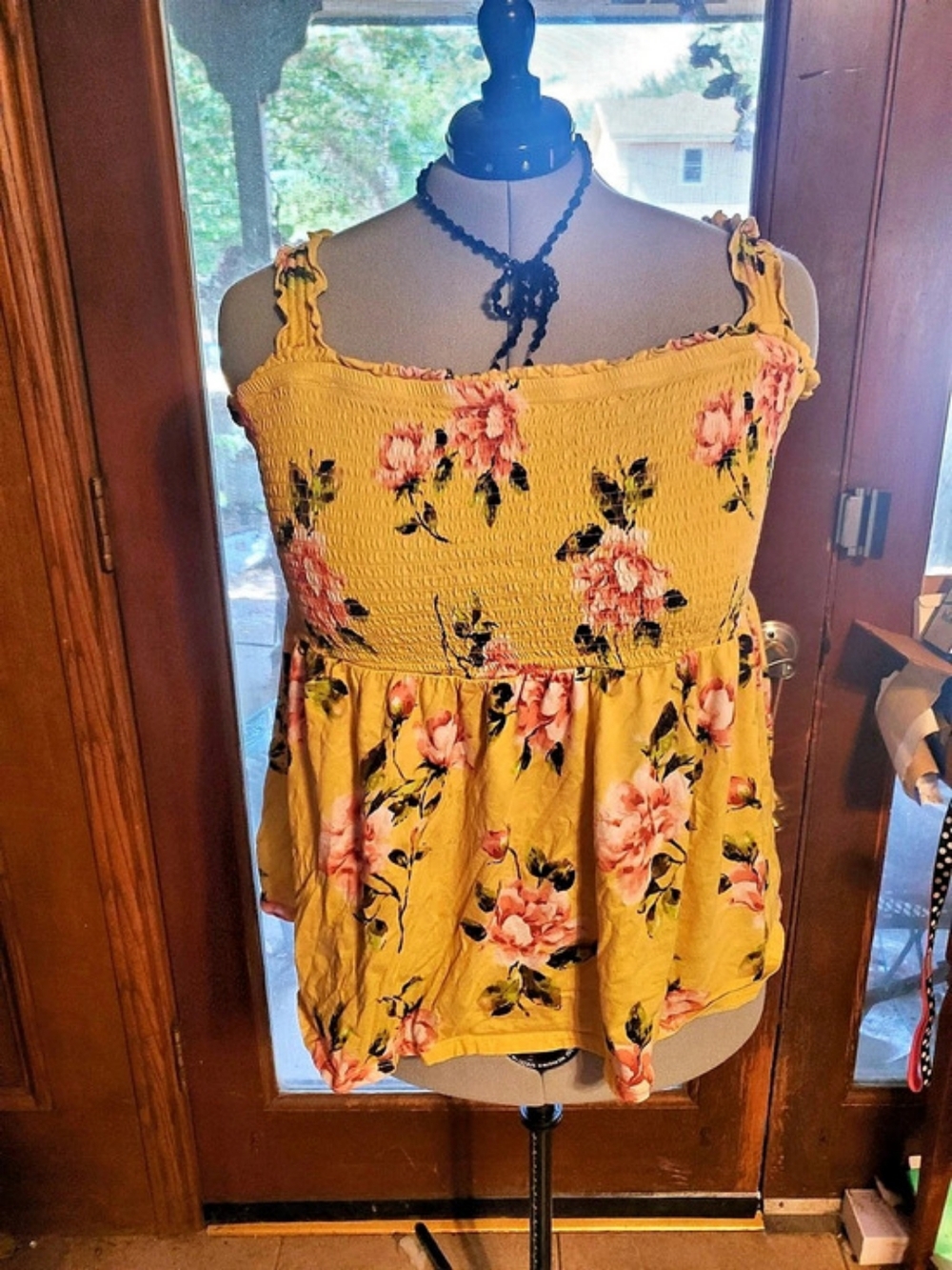 Torrid 5  Yellow Floral Smocked Flowy Top